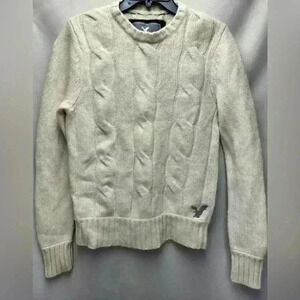 American Eagle Men’s Large Wool/Cashmere Blend Cream colored Cable Knit Sweater